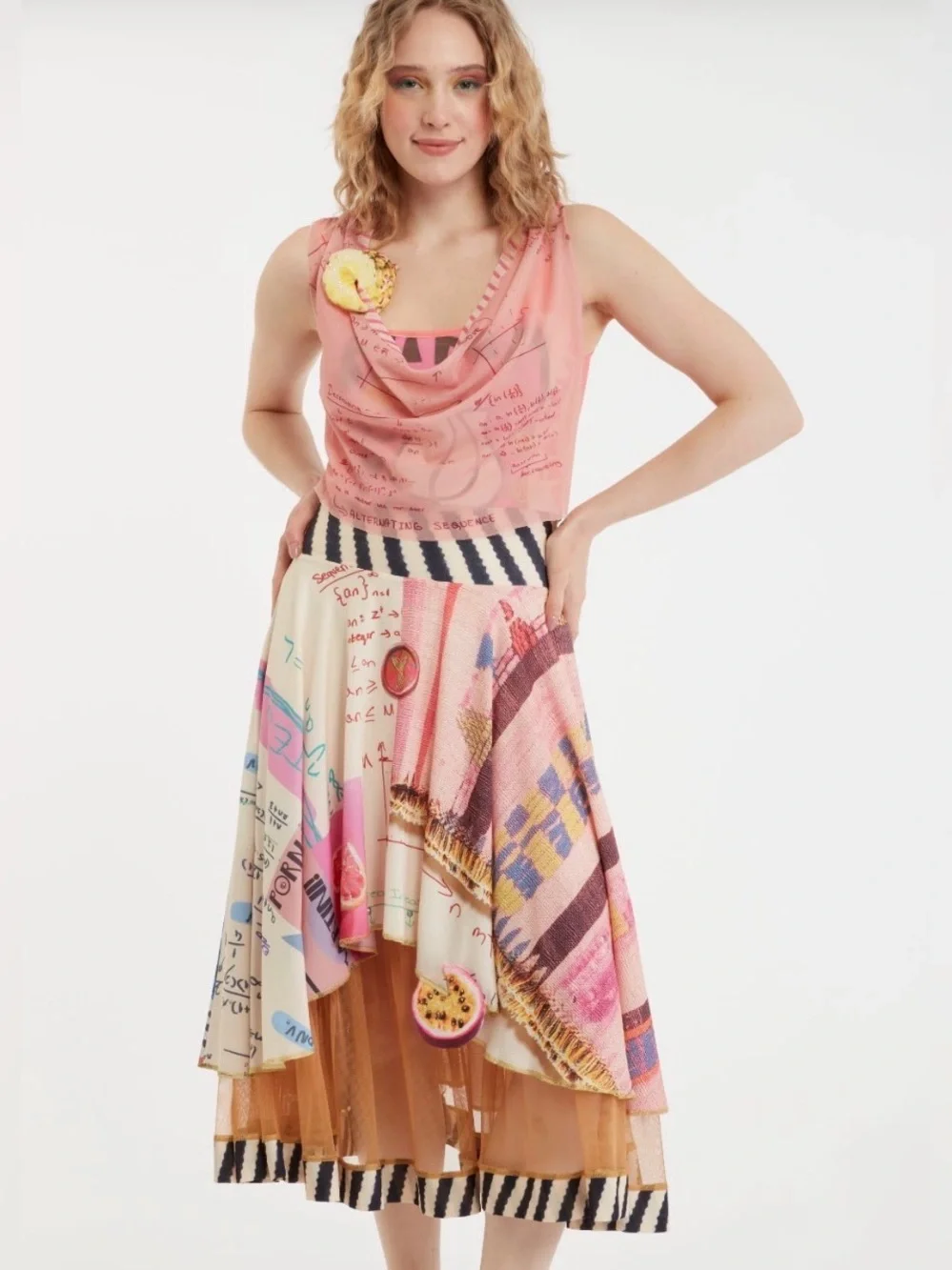 IPNG DESIGN Skirt Chiffon Summer Maths Shake Size M/L NWT